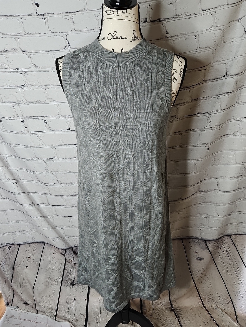 Calvin Klein Sleeveless Gray Logo Print Sleeveless Knit Mini Dress Size Small